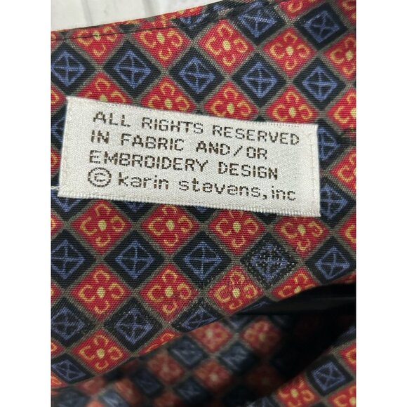 Vintage KSL Karin Stevens Pleated Dress Red Blue Sz 20W Geometric Pattern NWT - Picture 6 of 10